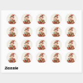 Kerstman's Kerst Elf met Cadeaus Ronde Sticker (Vel)