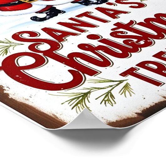 Kerstman's kerstboom Boerderij rustiek teken Poster (Hoek)