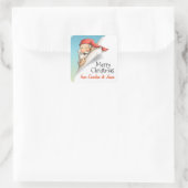 Kerstman's kerstlijst met aangepaste namen vierkante sticker (Tas)