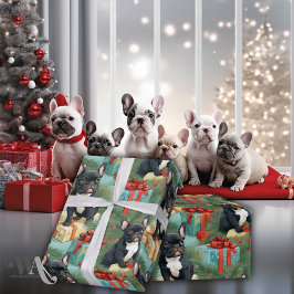 Kerstman's Kleine Frenchies Kerstmis Cadeaupapier