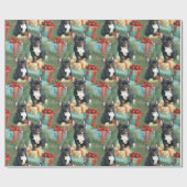 Kerstman's Kleine Frenchies Kerstmis Cadeaupapier (Vlak)