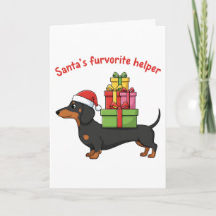 Kerstmans Lievelingshulpje Dachshond Feestdagen Kaart