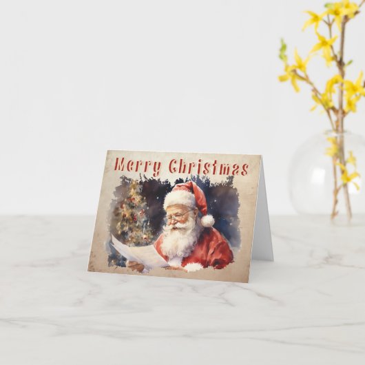 Kerstman's Lijst Kerst Kaart (Gele Bloem)