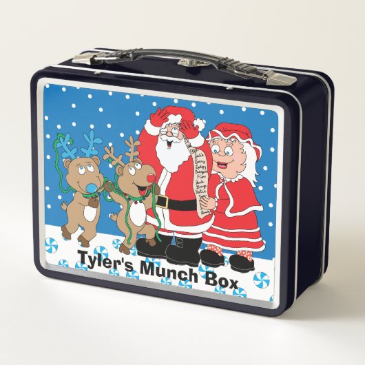 Kerstman's lijst lichte tonen metalen lunchbox (Achterkant)