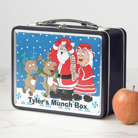 Kerstman's lijst lichte tonen metalen lunchbox (In situ)
