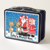 Kerstman's lijst lichte tonen metalen lunchbox (Voorkant)