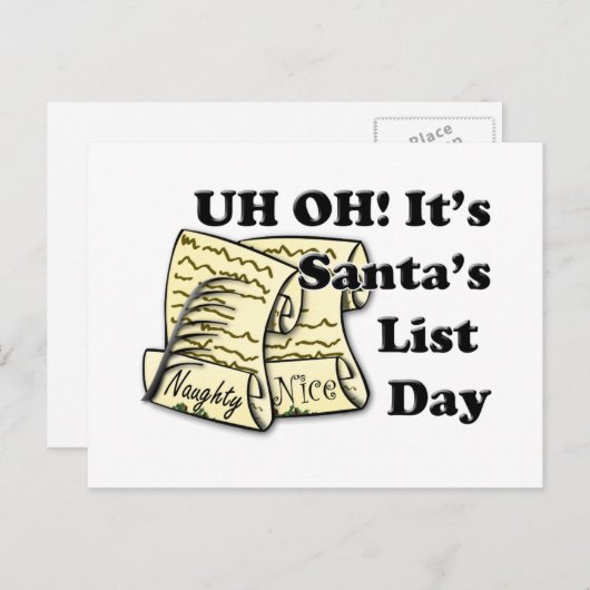 Kerstman's Lijstdag Feestdagenkaart (Voorkant / Achterkant)