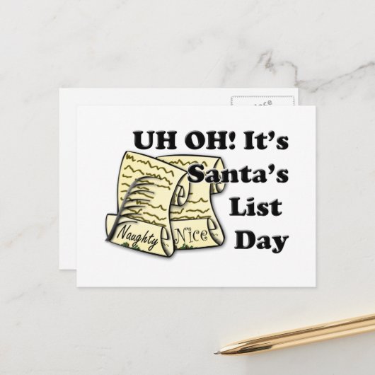 Kerstman's Lijstdag Feestdagenkaart (Voorkant / Achterkant in situ)