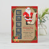 Kerstman's List North Pole Holiday Christmas Party Kaart (Staand voorkant)