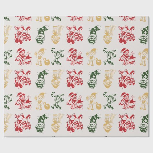 Kerstman's Little Helpers Elf Fun Cadeaupapier (Vlak)