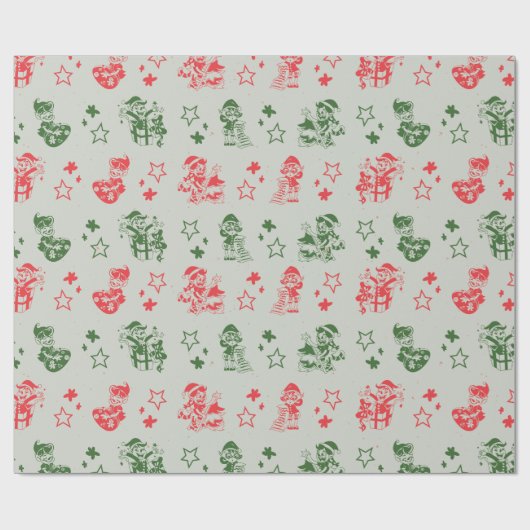 Kerstman's Little Helpers Elf Fun Cadeaupapier (Vlak)