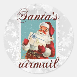 Kerstman's luchtpost ronde sticker
