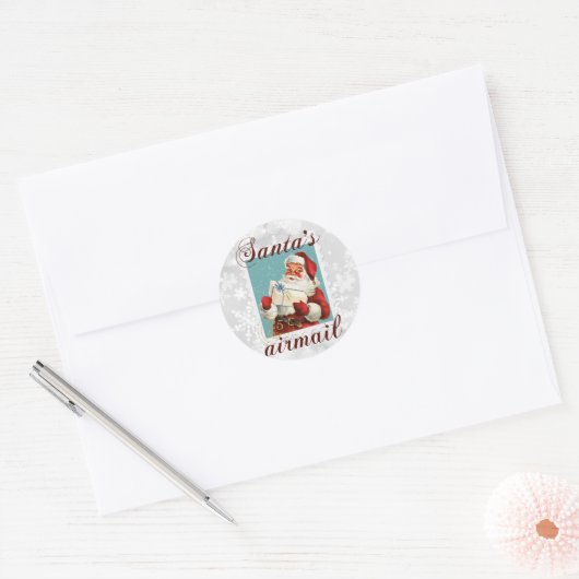 Kerstman's luchtpost ronde sticker (Envelop)