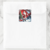 🎅 Kerstmans Magische Staf Kerst Charme ❄️ Vierkante Sticker (Tas)