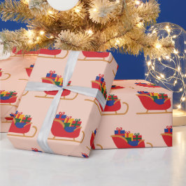 Kerstman's met cadeautjes gevulde slee kerstcadeau cadeaupapier