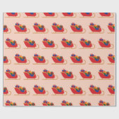 Kerstman's met cadeautjes gevulde slee kerstcadeau cadeaupapier (Vlak)