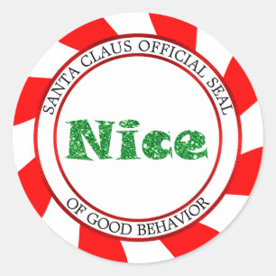 Kerstman's Nice Lijst Officiële Seal Kerstmis Ronde Sticker
