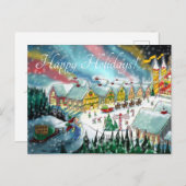 Kerstmans noordpool werkplaats feestdagenkaart (Voorkant / Achterkant)