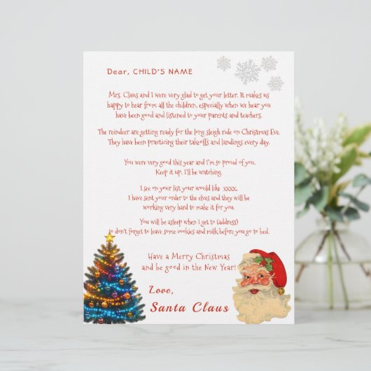 Kerstman's persoonlijke kerstbrief aan uw kind (Staand voorkant)