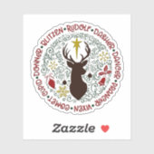 Kerstman's rendieren namen Rudolf Sticker (Vel)