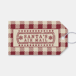 Kerstman's Rode Klassieke Luchtpoststempel Cadeaulabel