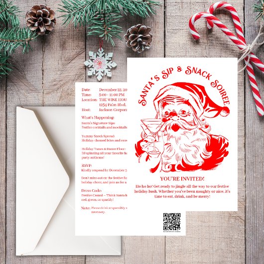 Kerstman's Sip & Snack Soiree Kerstfeest Kaart