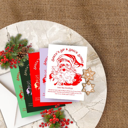 Kerstman's Sip & Snack Soiree Kerstfeest Kaart