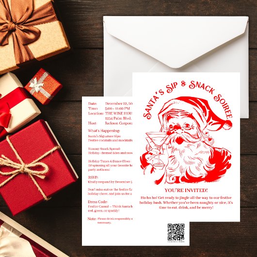 Kerstman's Sip & Snack Soiree Kerstfeest Kaart