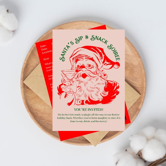 Kerstman's Sip & Snack Soiree Kerstfeest Kaart