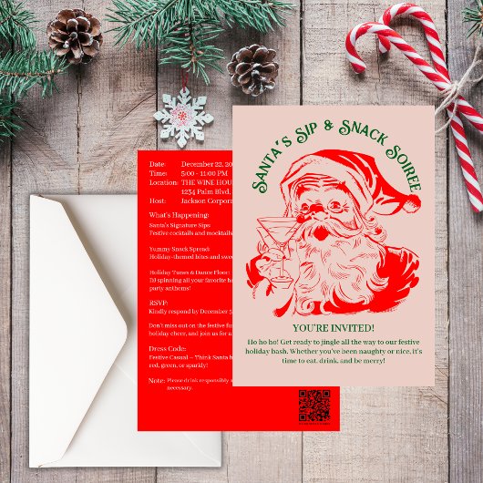 Kerstman's Sip & Snack Soiree Kerstfeest Kaart