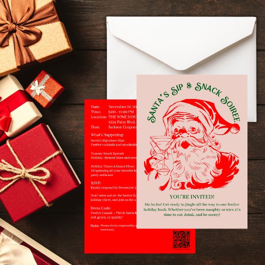 Kerstman's Sip & Snack Soiree Kerstfeest Kaart