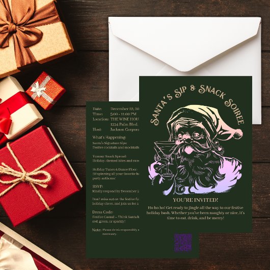 Kerstman's Sip & Snack Soiree Kerstfeest Kaart