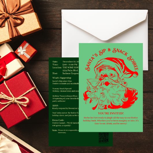 Kerstman's Sip & Snack Soiree Kerstfeest Kaart