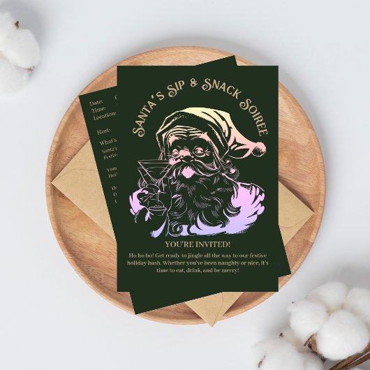 Kerstman's Sip & Snack Soiree Kerstfeest Kaart