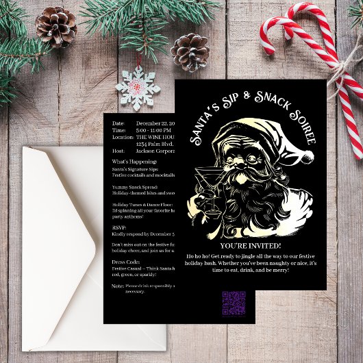 Kerstman's Sip & Snack Soiree Kerstfeest Kaart