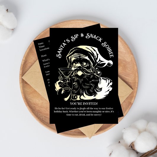 Kerstman's Sip & Snack Soiree Kerstfeest Kaart