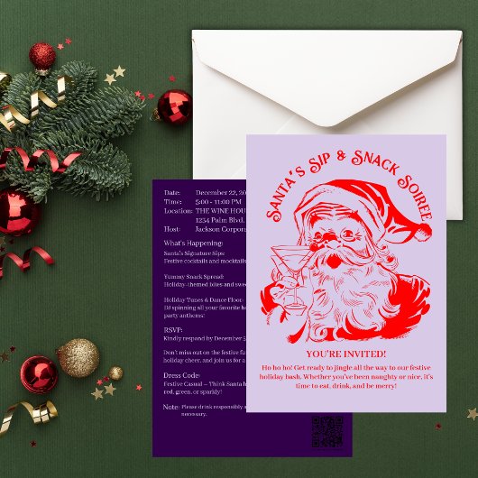 Kerstman's Sip & Snack Soiree Kerstfeest Kaart