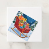 Kerstman's Sleigh Merry Christmas Bedankjes Labels (In situ)