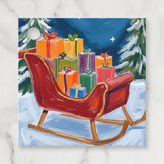 Kerstman's Sleigh Merry Christmas Bedankjes Labels (Voorkant)