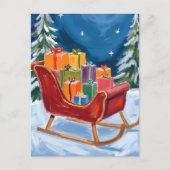 Kerstman's Sleigh Merry Christmas Feestdagenkaart (Voorkant)