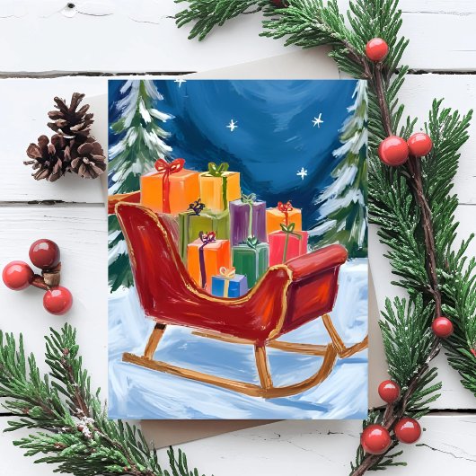 Kerstman's Sleigh Merry Christmas Feestdagenkaart