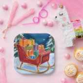 Kerstman's Sleigh Merry Christmas Papieren Bordje (Feest)