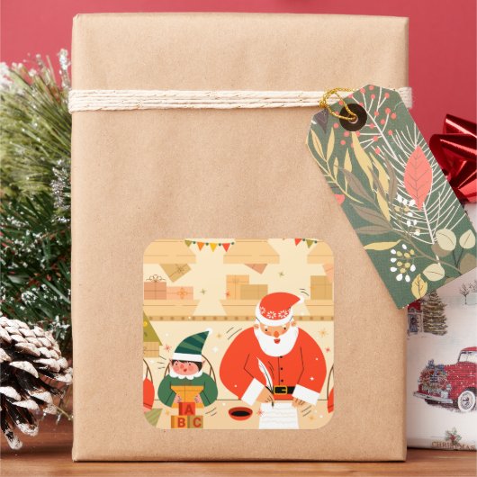Kerstman's speciale levering vierkante sticker (Feestdagen)