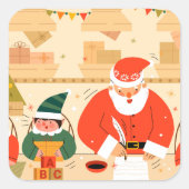 Kerstman's speciale levering vierkante sticker (Voorkant)