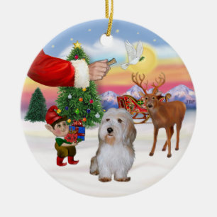 Kerstman's Treat - Petit Basset Keramisch Ornament