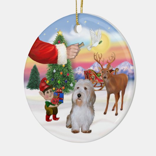 Kerstman's Treat - Petit Basset Keramisch Ornament (Links)