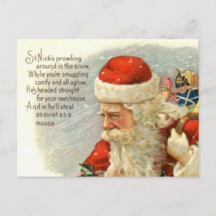Kerstman's Vintage Kerstgedicht Vakantie briefkaar Feestdagenkaart