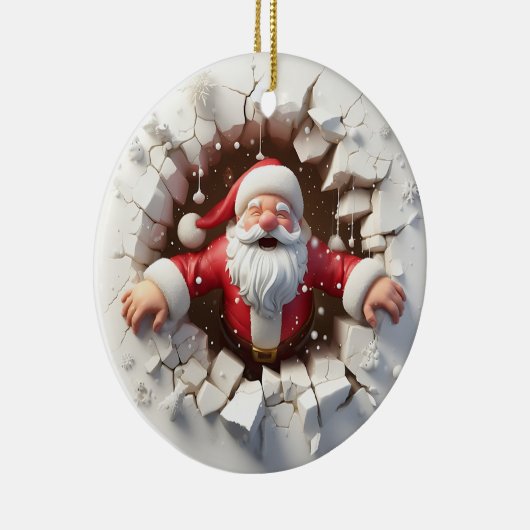 Kerstman's vreugdevolle doorbraak Kerstmis Keramisch Ornament (Rechts)