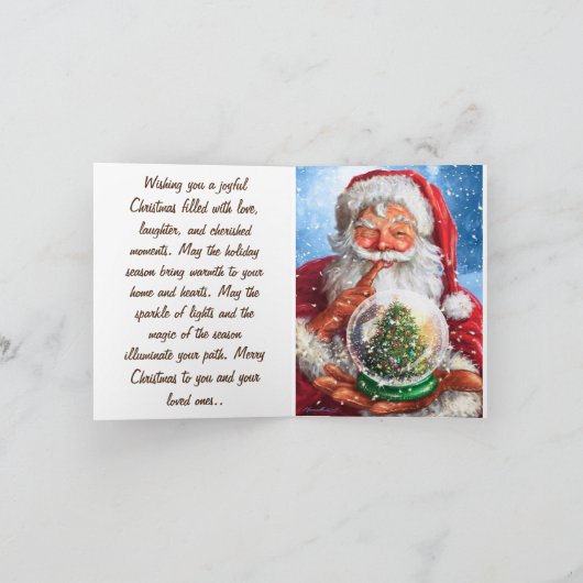 Kerstman's Vrolijke Boodschap: Kerstmis Gedrukte G Notitiekaartje (Binnen)