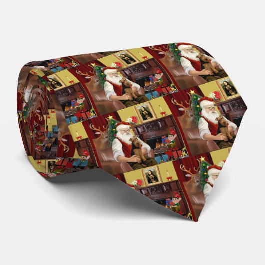 Kerstman's Welsh Terrier Stropdas (Opgerold)